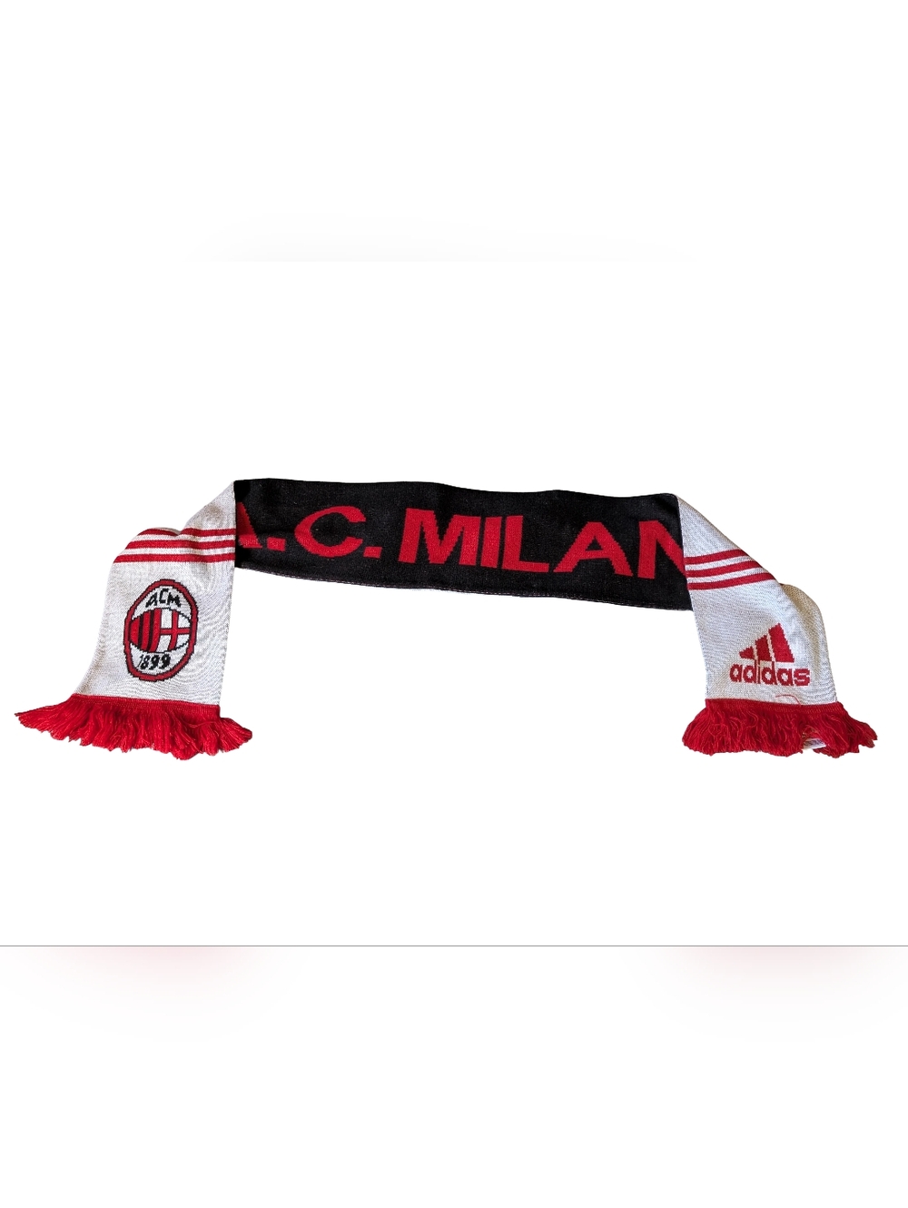 Adidas A.C. Milan Black & Red Knit Scarf